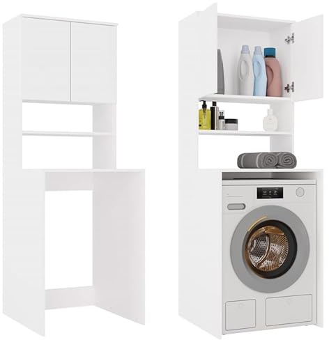 BDW Pola Multi Badezimmerschrank über Waschmaschine, 64 x 180 x 64 cm, mit Einlegeböden, Hochschrank, Badezimmerschrank