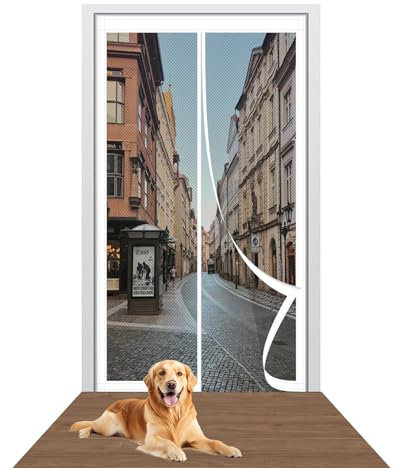 Insektenschutz Magnetvorhang 73 x 195 cm Stärkere Magneten Fliegengitter für Fenster Ohne Bohren Einfache Installation für Holz/Aluminium Türen Und Balkon, Weiß