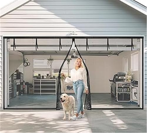 Moustiquaire magnétique double porte pour garage – Très résistant avec 28 aimants, s'adapte à 2 ouvertures de voiture standard, 2,5 m x 2 m, 5 m x 2 m