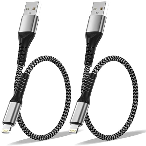 Cable Cargador iPhone Apple MFi Certificado 0.3M 2Pack, Cable Lightning USB Cable iPhone Carga Rápida Nylon Trenzado Cable USB Lightning para Apple iPhone 14 Pro Max 13 12 Mini 11 XS XR X 8, iPad
