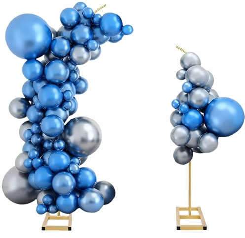 Half Arch Balloon Stand, 2.4M & 2M Metal Wedding Arch With Square Base, Metal Arches Frames for Wedding, Birthday, Party, Graduation, Anniversary Celebration Studio Background Decoration