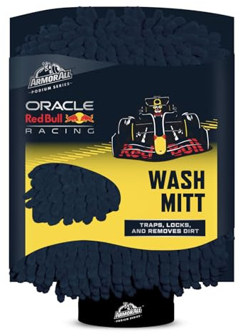 Armor All Podium Series Car Wash Mitt Developed with Red Bull Racing, Chenille Microfibre Wash Mitt for Paint Safe Car Cleaning