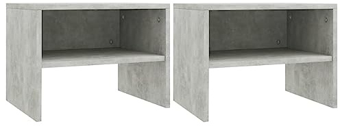 RMIHSJG Nachttische 2 STK. Betongrau 40x30x30 cm Holzwerkstoff mit offenem Fach und Montagematerial - Stauraum Truhe für Wohnzimmer Couchtisch