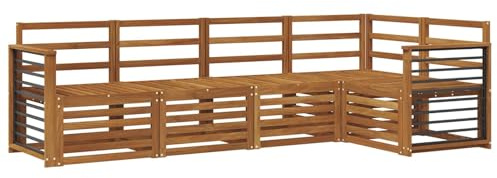 vidaXL 5-teiliges Sofaset, natürliches Akazienholz, massiv, rechteckig, für Garten und Terrasse, Terrassenmöbel, moderne Sitze aus Akazienholz, langlebige Lounge