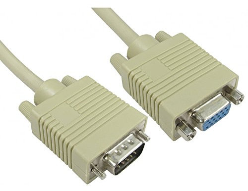 World of Data 10m BEIGE SVGA Extension Cable - Triple Shielded With Copper Braid, Foil & Drain Wire - Video - Male to Female (M-F) - UL2919 Approved - DB15 - Monitor - PC - TV
