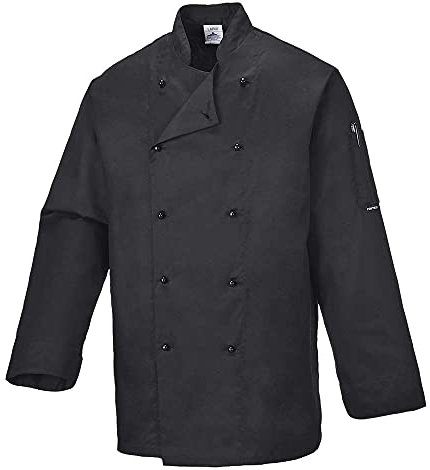 Portwest C834BKRXXL Giacca da Chef Somerset, Nero, XXL