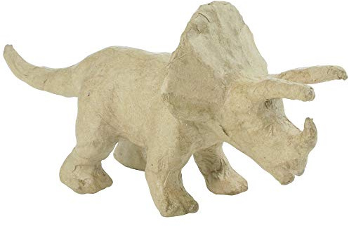 décopatch - Ref AP155O - Small Triceratops Dinosaur - Papier Maché Object to Decorate - 19 x 6 x 9cm - Decorate Papers & PaperPatch Glue, Glitter, Paints