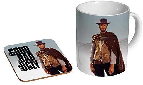 Clint Eastwood The Good The Bad The Ugly Ceramic Coffee MUG + Coaster Gift Set …