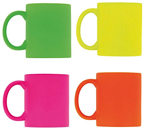 eBuyGB 1292399 Pack of 4 Bright Fluorescent/Neon Mug for Tea and Coffee, Ceramic, Mixed, 310ml
