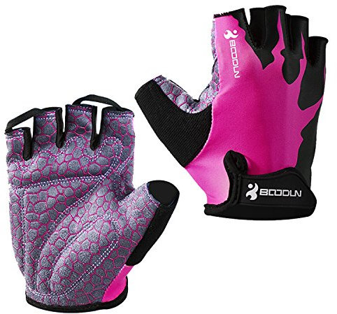 Radsport Kurz Handschuhe Halb Finger Bike MTB Gloves Sommer Radhandschuhe für Damen/Herren - Rosa - M