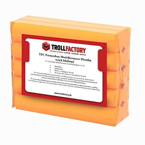 TFC Troll Factory Modelliermasse I Formenbau Plastilin I weich bleibend, orange I 10 x 250 g