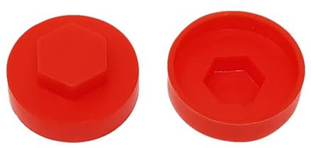 TechFast Roofing Screw Cover Caps | 19mm | Poppy Red - Plastic | Box 100