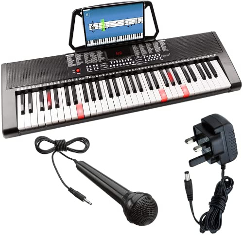 Crystals 61 Keys Teaching Type Electronic Keyboard Digital Music Instrument Piano & Microphone, Black