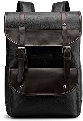 FANDARE Unisex Backpack Waterproof PU Daypack for 14 inch Laptop Teens Lightweight College Bag Women Men Field Pack High Schoolbag Knapsack Outdoor Travel Camping Hiking Rucksack Infantry Pack Black