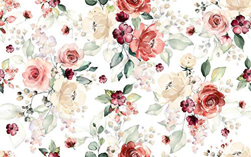 wandmotiv24 Fototapete Muster Rosen Rot, XL 350 x 245 cm - 7 Teile, Wanddeko, Wandbild, Wandtapete, Pflanzen Blumen M5874