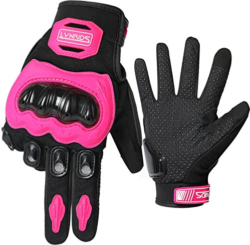 LVNRIDS Motorradhandschuhe Touchscreen Herren Damen, Sommer Motorrad atmungsaktive Handschuhe für Motocross BMX ATV MTB Straßenrennen Rosa L