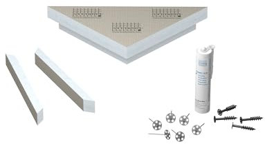 LUX ELEMENTS Ecksitz-Duschbank Fertig zum Verfliesen 61 x 43 x 10cm I 3-eckige Hartschaum Sitzbank für die Dusche I Vorgefertigte Bankform für Montage in Ecke I Schwebend