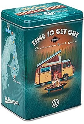 Volkswagen 7E9069649 Vorratsdose Blechdose Keksdose T2 Bulli Motiv, Heritage Kollektion, Frischhaltedose mit Deckel, Grün