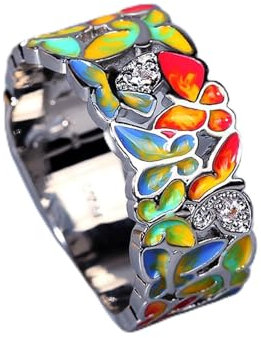 SONGK Bague en Argent pour Femme en Argent Sterling 925 Couleur Or Mousseux créé Rose Bleu Saphir Papillon Bijoux à la Mode