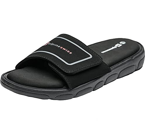 alpine swiss Gabe Men's Cloud Slide Sandals | Ultra-Comfortable Shock-Absorbing Foam Insole with Arch Support | Adjustable Strap Waterproof Anti-Slip Traction | Great for Recovery Gym Shoes 11