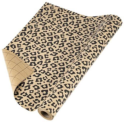 RUSPEPA Rouleau De Papier D'Emballage Kraft - Motif Imprimé Léopard Pour Toutes Les Occasions - 43 cm X 10 m