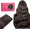 WENNALIFE Clip in Extensions Echthaar, 35cm 14 Zoll 120g 7pcs Helles Dunkel Braun Hair Extensions Clip in Echthaar Remy Clip in Haarverlängerung Natürliche Echthaar Extensions