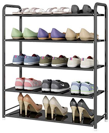 Zapatero Hierro Metal zapatero 5-Tier Puerta de entrada del zapato estante estantes de almacenamiento gratuito Organizador De pie, Libros y rack de almacenamiento Macetas Organizador de Zapatos para E