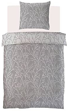 Brielle Mako Satin Bettwäsche Set, Wendebettwäsche, 100% Baumwolle/Fadenzahl 220, seidig weich, luxuriös, mit Reißverschluss, Dunkelgrau-Hellgrau, 2-teilig, Deckenbezug 140x220cm, Kissenbezug 60x70cm