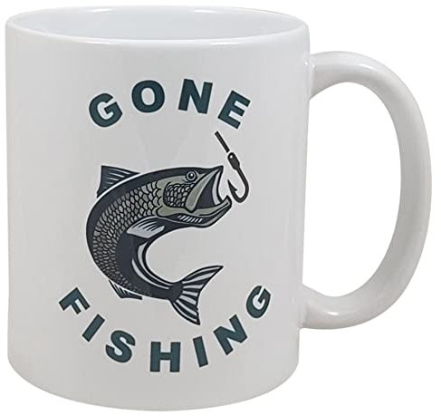 Palm City Products Gone Fishing Keramik-Kaffeetasse, 325 ml, tolles Geschenk für Menschen, die Angeln lieben