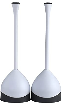 Clorox Toilet Plunger with Hideaway Caddy, Set of 2 – for Bathroom Organization and Storage, Bathroom Accessories, Toilet Unclogger, with Holder, White