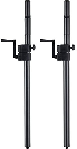 Pronomic Distanzrohr M20 mit Kurbel 2x Set - Distanzstangen aus Stahl - Mit Kurbel zur einfachen Höheneinstellung - Zur Montage von Topteilen auf Subwoofer - Länge: 95-148 cm - M20-Gewinde - Schwarz