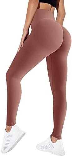Sfit Leggins Sportivi Donna Push Up Anticellulite Leggings Modellante a Vita Alta Pantaloni Palestra Donna Elastici Morbidi per Yoga Fitness Corsa(Rosa(Colore Solido),S)