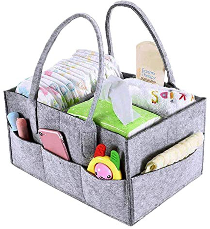 Myfiee Faltbare Filz-Windeltasche, Austauschbare Fächer, Wickeltisch Organizer, Grau, Neutral