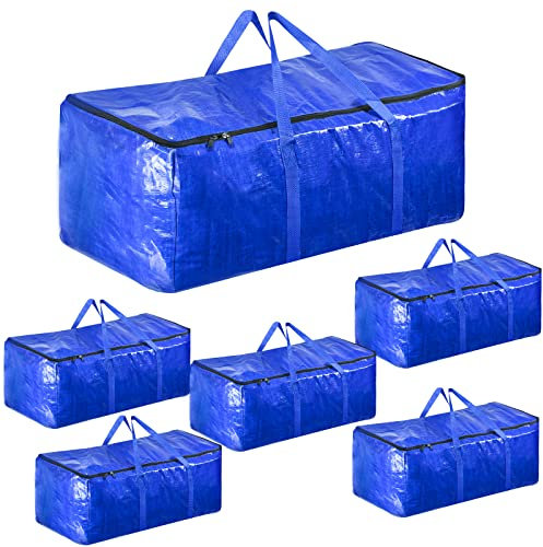 Raweao 85L Large Bags for Moving House, Clothes Packing Bags for Moving House Essentials, Strong Laundry Bags for Moving House with Zips, Waterproof Storage Bags for Home Solid&Reusable(Pack of 6)