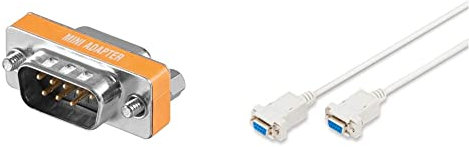 goobay Null-Modem Adapter 9-pin & DIGITUS Null-Modem Kabel - D-Sub 9 zu D-Sub 9 - Buchse zu Buchse - 1.8m Anschluss-Kabel - Beige