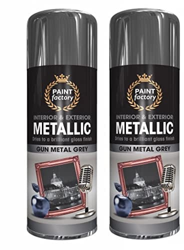 Z&A Metallic Gun Metal Grey Spray Paint 400ml - Brilliant Gloss Finish - For Decorate Wood Plastic Metal - Interior Exterior Quick Drying Effective Aerosol Paints - Long Lasting All Purpose Spray (2)