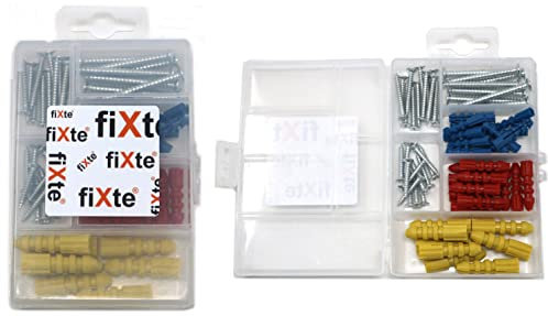 fiXte Lot de 60 vis autotaraudeuses, chevilles à frapper en acier galvanisé Phillips