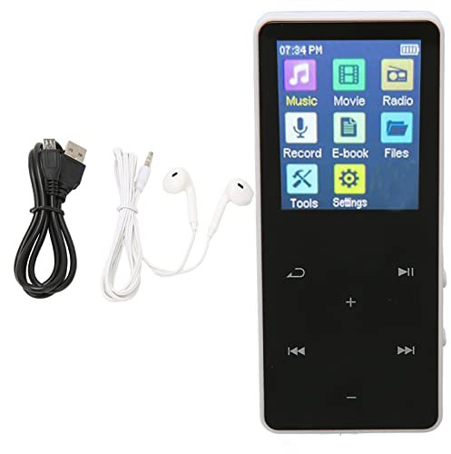 Reproductor MP3 MP4, Reproductor de Música MP3 Bluetooth 5,0 con Pantalla Táctil de 1,8 Pulgadas, Batería de Litio de 300MAH, Reproductor de Música Portátil para Deportes (Blanco)