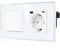 CNBINGO Schuko Socket with Light Switch Single 1 Way Glass Socket Flush-Mounted with USB (Type C and Type A 3.1 Amp Total) Modern Crystal Glass Wall Plate with Luminous Dots, White