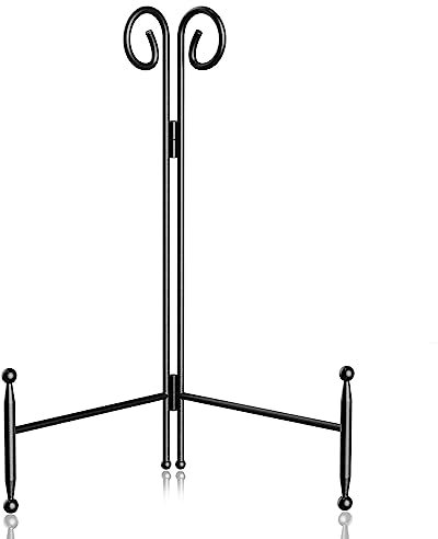 HOPEME Display Stand 8 Inch 1-Pack, Black Plate Stand for Display with Folding Hinge, Sturdy Easel Stand for Plate, Picture, Dish, Photo Frame and Art Piece