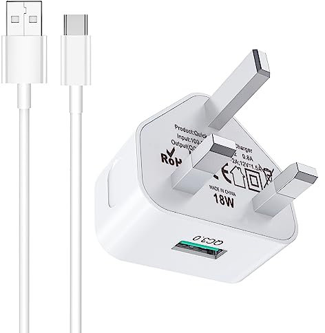 Samsung Phone Fast Charger Plug and Cable,USB Type C Charger and Plug 18W/15W Fast Charge for Galaxy A14/A13/A15/A04s/A05s/A02s/A03s/A10/A12/A33/A34/A35/A51/A52/A53/A54/A55/S23/S22/S21/S20/S10/S9/S8