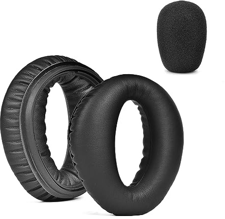 Levigo Protein-Leder-Headset-Ersatz-Ohrpolster mit Mikrofon-Schwammabdeckung für Lightspeed Zulu/Sierra/Zulu.2/Zulu PFX Aviation Headsets, Kopfhörer-Reparaturteile