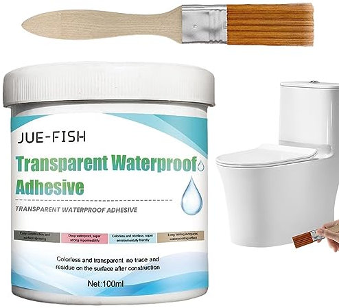 higyee Adhesivo Impermeable Transparente - Agente Sellador 100g | Adhesivo Impermeable Transparente para Reparación | Agente Pegamento Cerámica Reparación Invisible con Cepillo