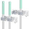 MOREMOCO 2 Stück Besenhalterung Wand, Gerätehalter Besenhalter Wandhalterung Besen Mop Halter Selbstklebend mit 2 Halter und 1 Haken Grey
