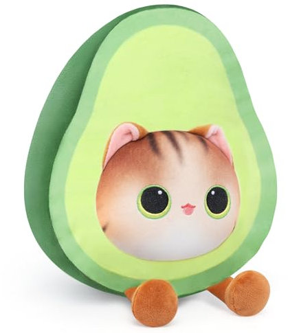 Mewaii Avocado Kuscheltier Lustiges Avocado Förm Katzen Kuscheltier, Avocado Kissen Stofftier Plüschkissen, Spielzeug Geschenk für Kinder und Erwachsene (24 cm)