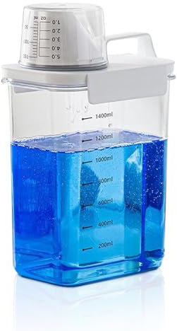 Yuhtech 1800ml Detergent Storage with Measuring Cup, Airtight Washing Powder Storage Box, Multipurpose Washing Powder Dispenser, Detergent Box for Fabric Softener