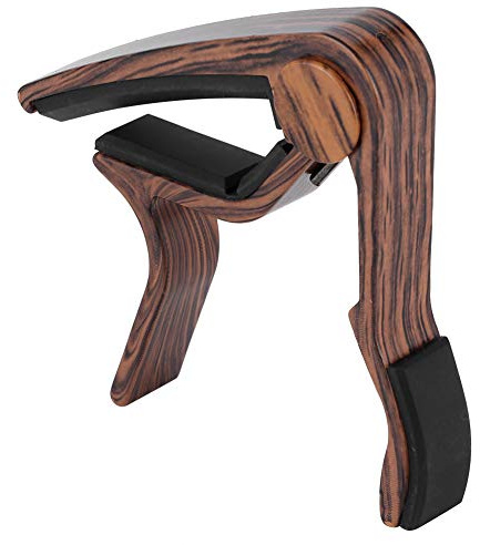 Capodastre de guitare, accessoire de pince de réglage de capodastre de guitare folk acoustique universel Capodastre en métal à grain de bois pour guitaristes électriques (Type de bois Sapele)