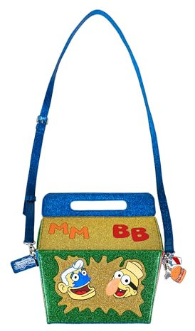 Spongebob Schwammkopf Glitzer-Essensbox für Kinder, mit verstellbarem Riemen und drei Metallanhängern, mehrfarbig, OSFA