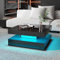KEEPREAPER Couchtisch Wohnzimmertisch schwarz Hochglanz, Sofatisch mit LED Beleuchtung modern für Wohnzimmer, 78 x 78 x 40cm (Schwarz-CT10)