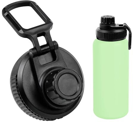 momgyaamz Ersatzdeckel Trinkflasche, Auto-Flip-Deckel Mit Haken, Sportverschluss FüR Weithalsflaschen, Wasserflaschen ZubehöR, AußEndurchmesser 68mm, Innendurchmesser 63mm, Schwarz, 1 StüCk